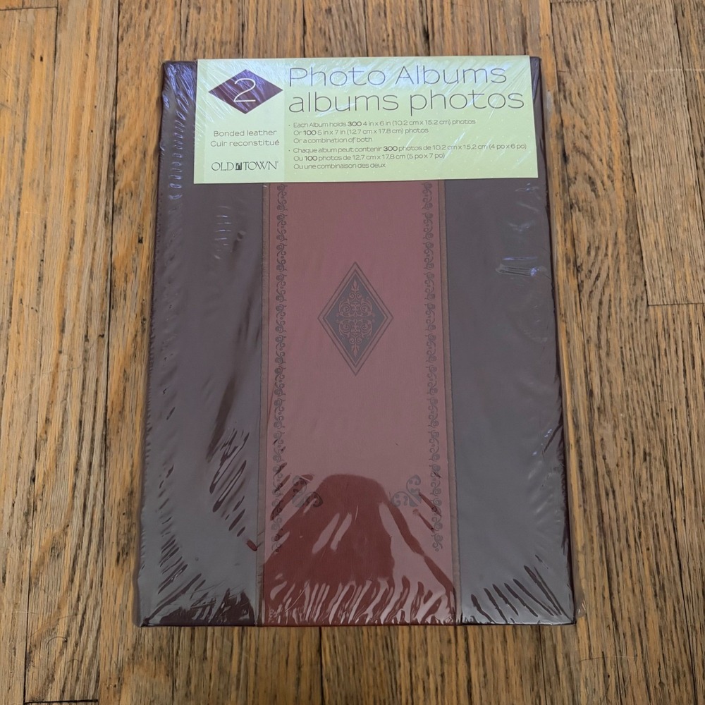 Old Town 2 Pack Bonded Leather Photo Albums Chestnut Sienna 4x6 5x7 26916-H NEW